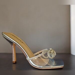 Silver Rhinestone 'AMOR' Women's Heels